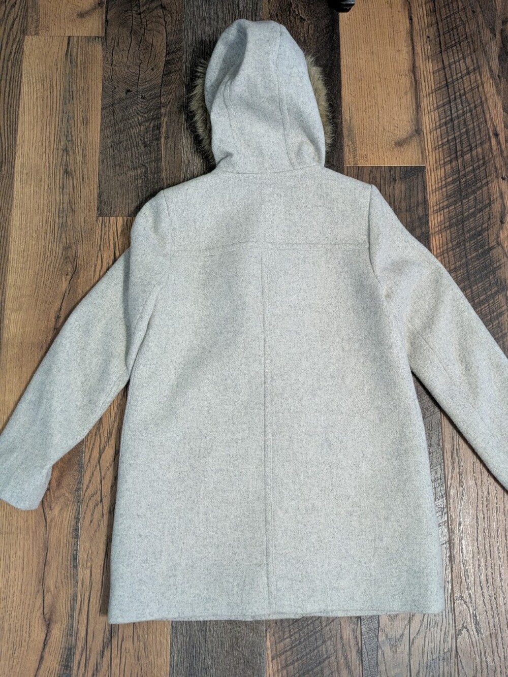 J.Crew Vail Parka Wool Jacket Light Gray Fur Trim Hood Sz 4 Peacoat Coat Chic - Picture 2 of 11